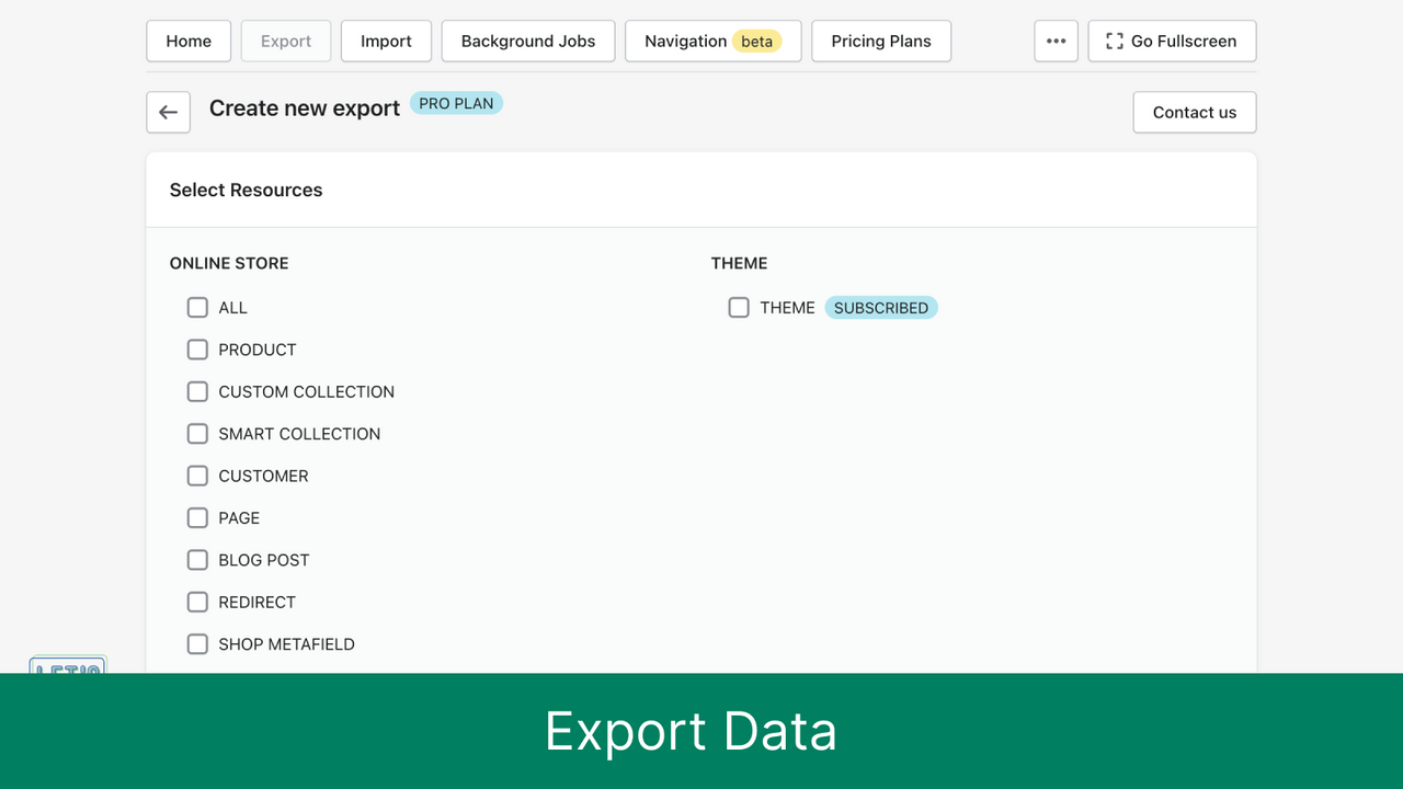 Exporteer Data van Bronwinkel