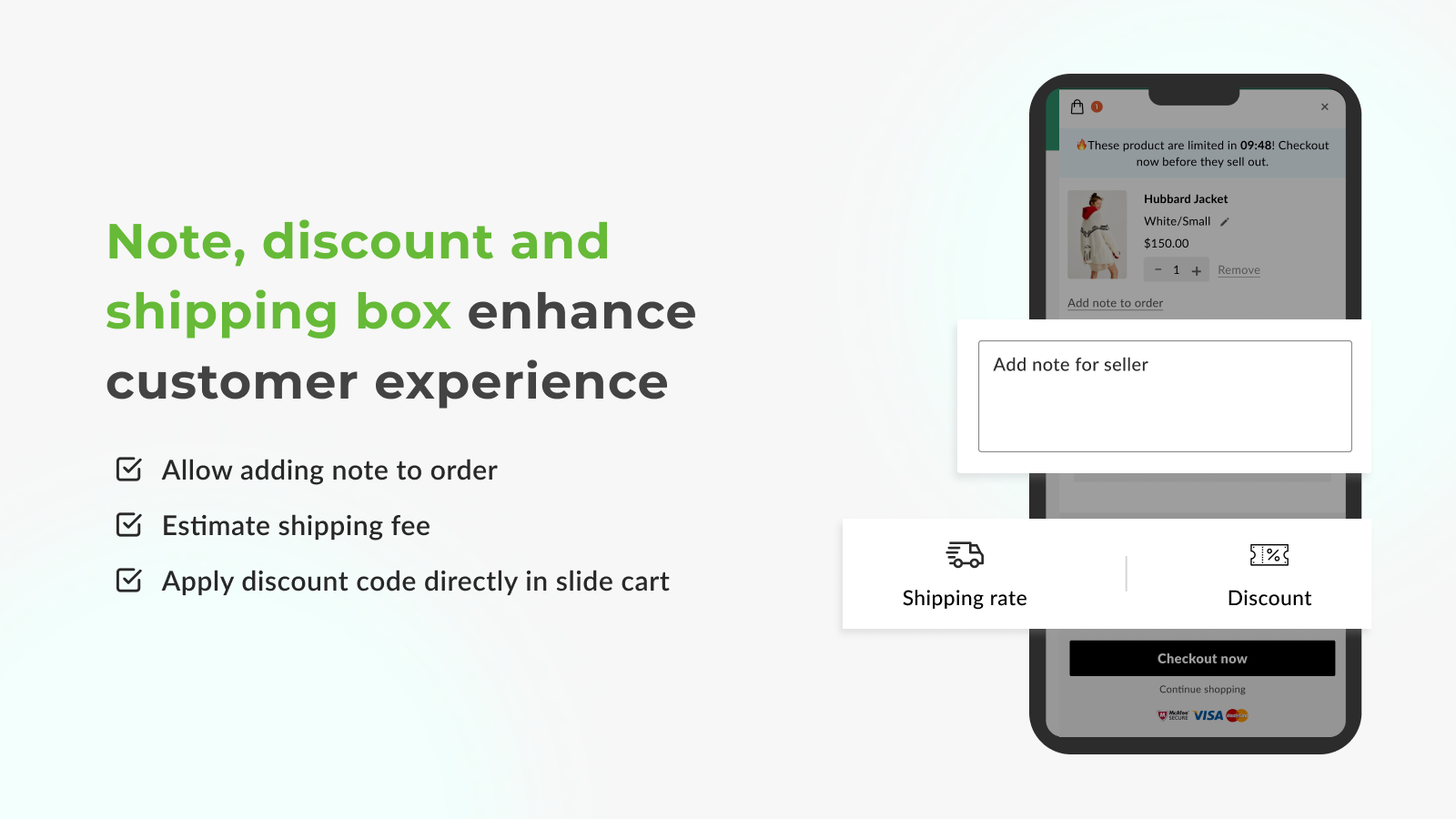 Note, discount and shipping box enhance customer experience