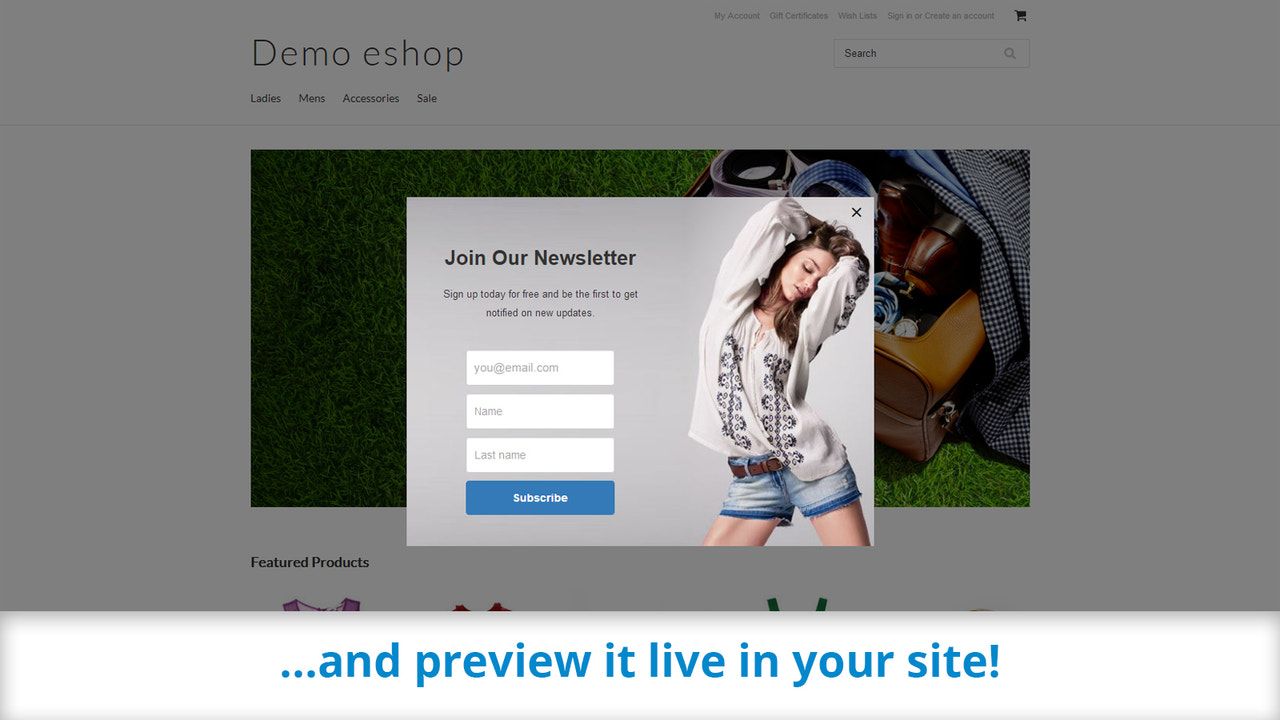 Preview your pop-up before publishing