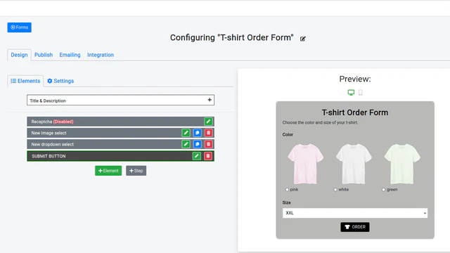 Use a interface de arrastar e soltar para construir seus formulários com facilidade