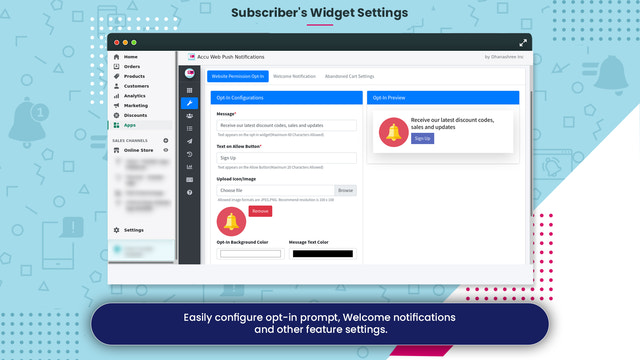 Abonnent's Widget Indstillinger - Accu Web Push Notifications