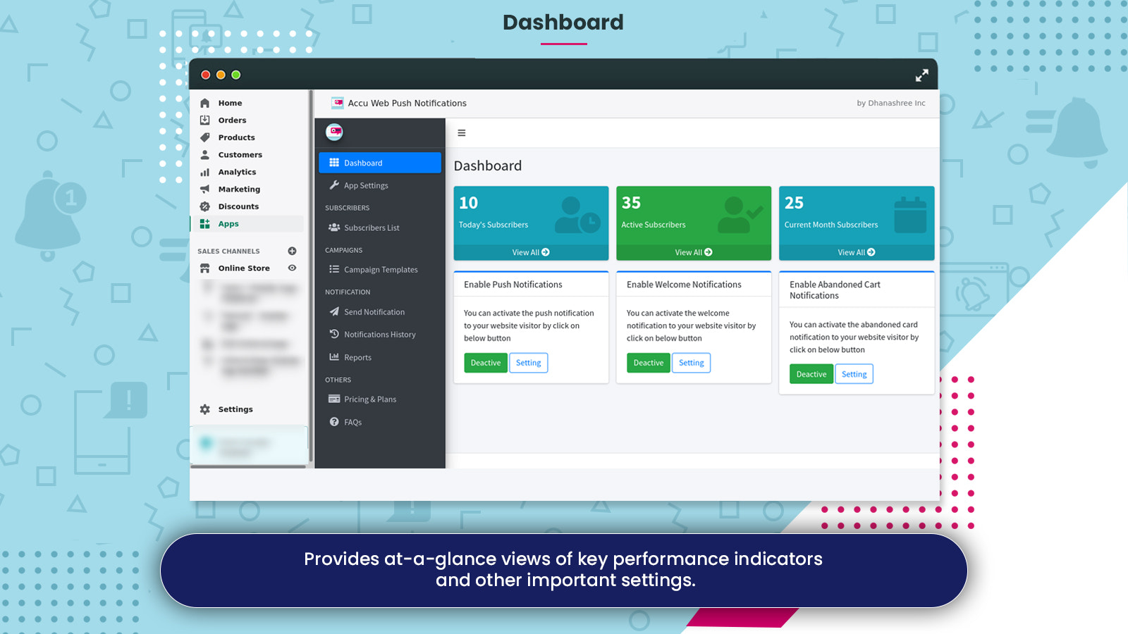 Dashboard Weergave - Accu Web Push Notificaties