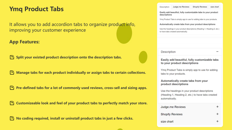 Ymq Product Tabs Screenshot