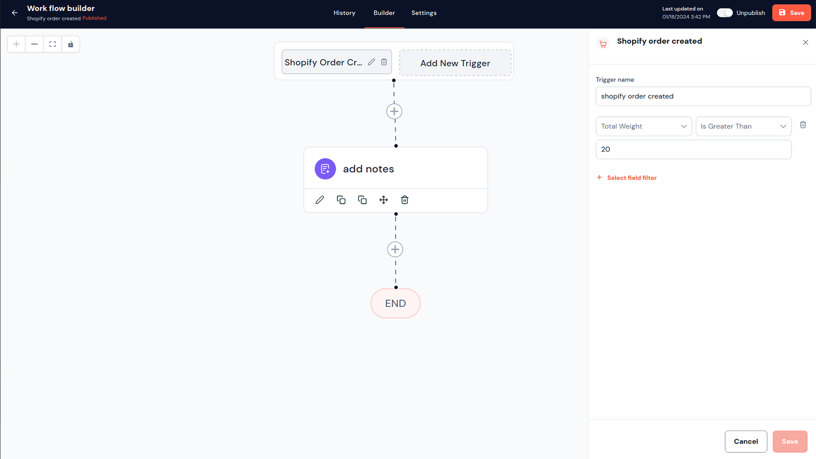 Workflow für Bestellungserstellung