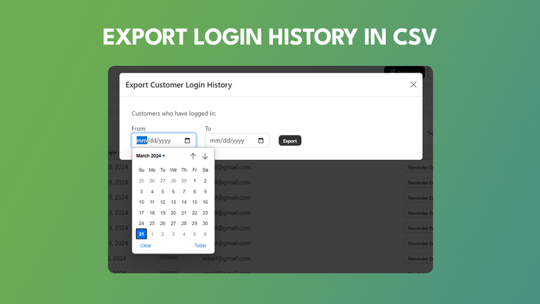 Tickr ‑ Customer Login History Screenshot