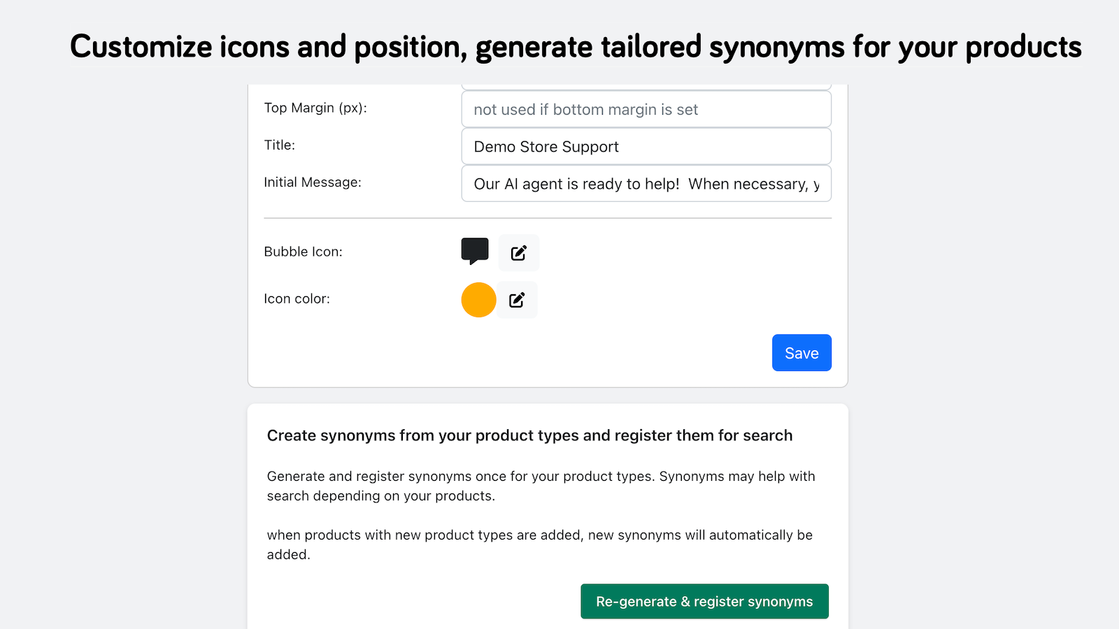 customize your icon and AI agent