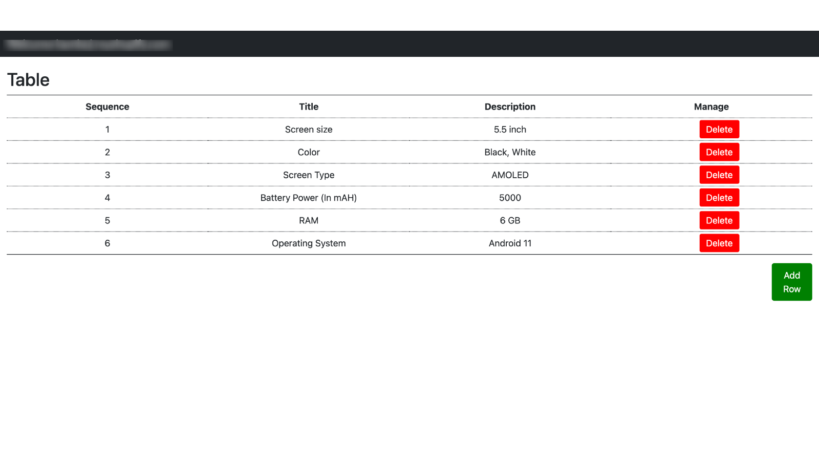 Description Table Screenshot