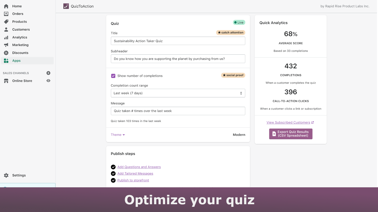 QuizToAction Screenshot