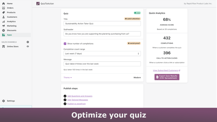 QuizToAction Screenshot