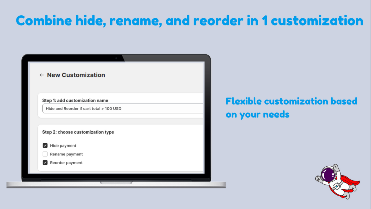 Combine Hide, Rename, Reorder payment