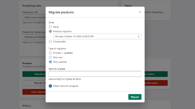 Choose the type of migration.