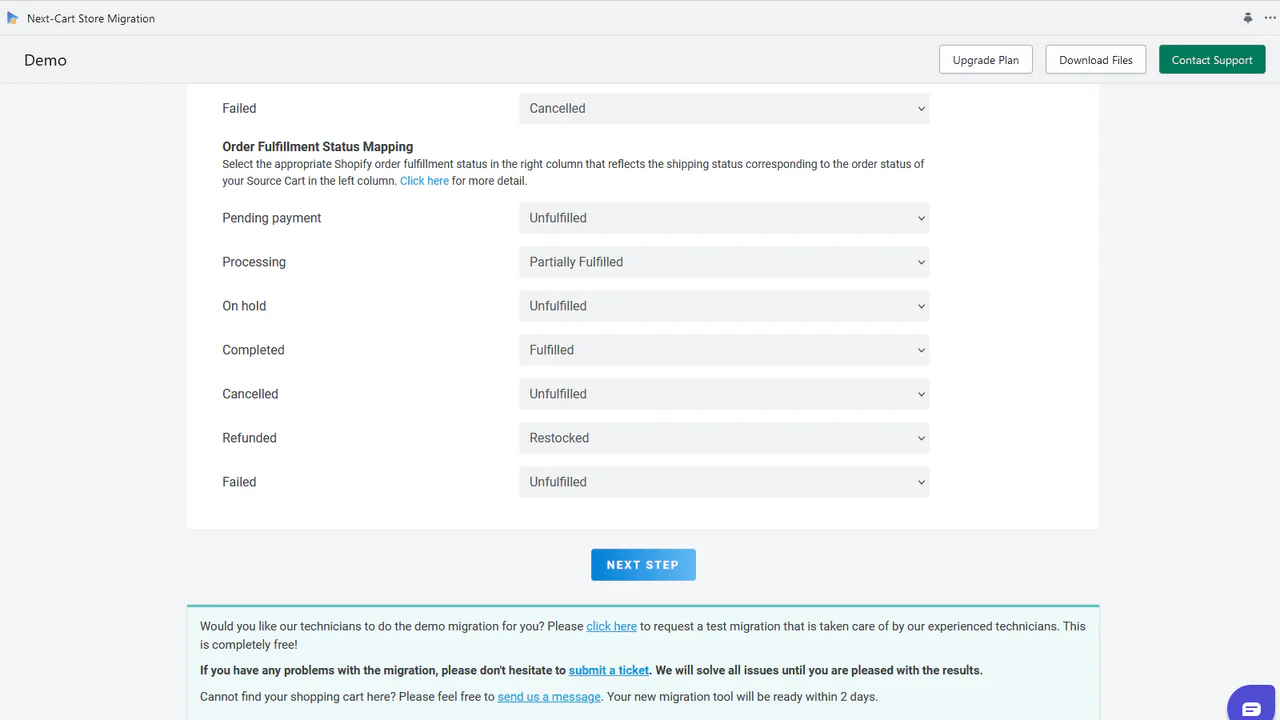 woocommerce till shopify migration orderuppfyllnadsstatusar