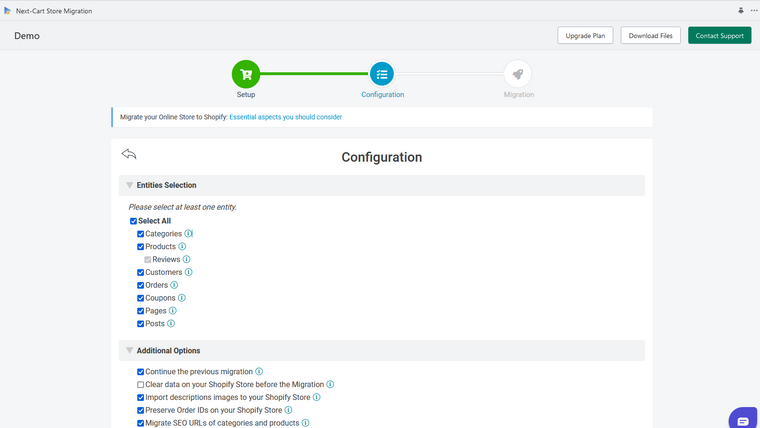 Next‑Cart Store Migration Screenshot