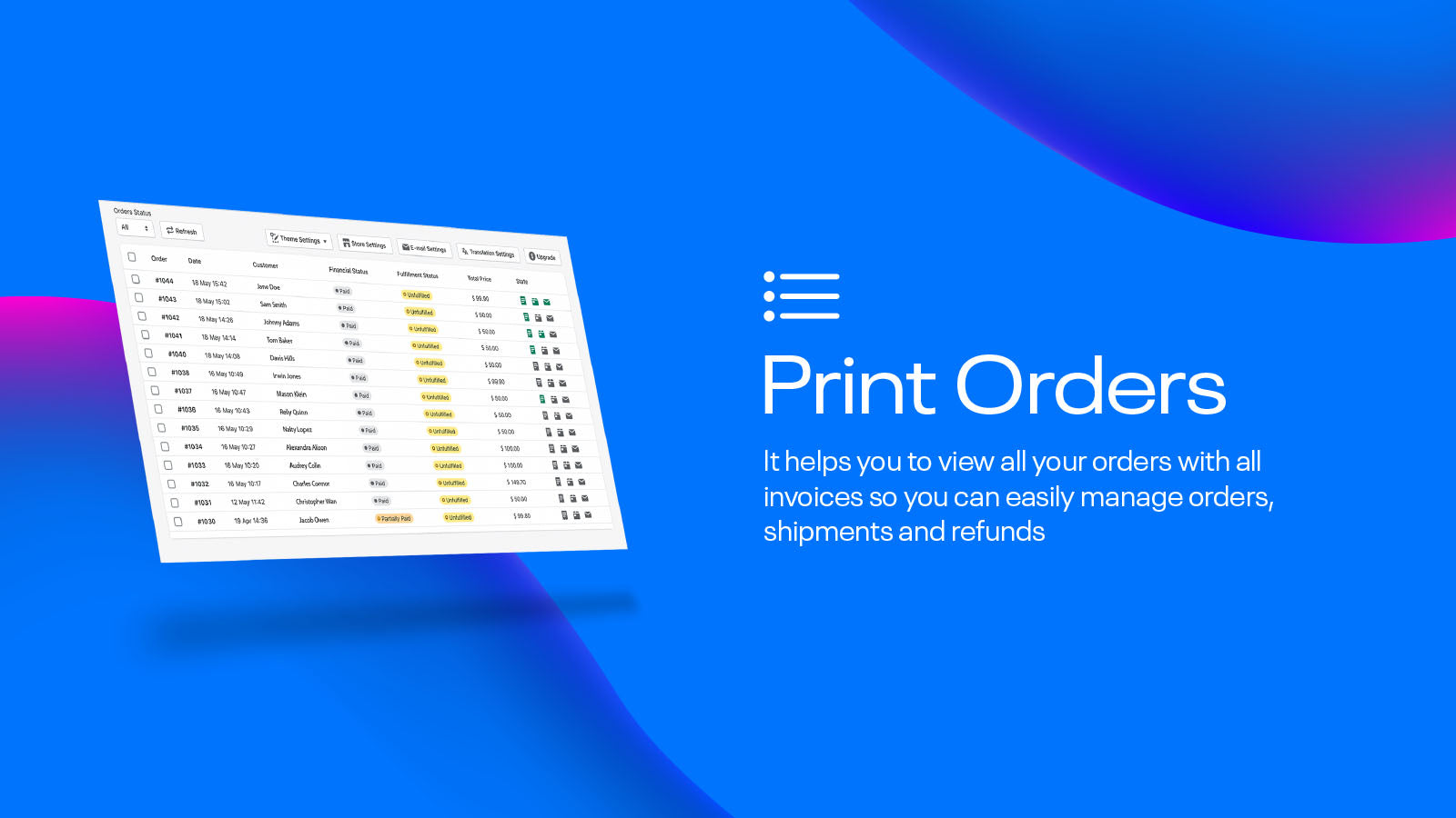 print invoice orders