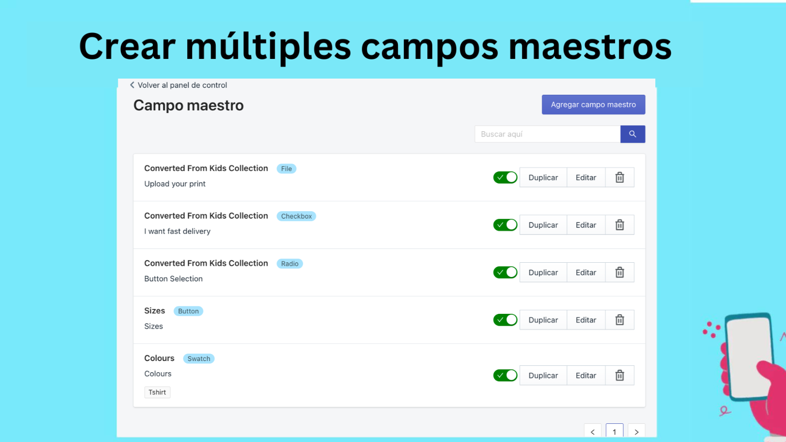 Crear múltiples campos maestros