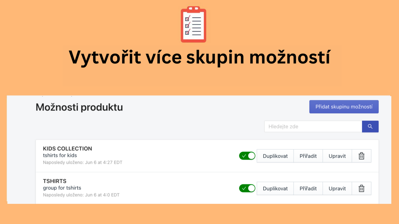 Vytvořit více skupin možností