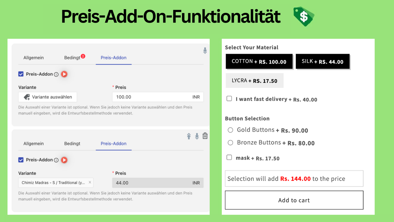 Preis-Add-On-Funktionalität