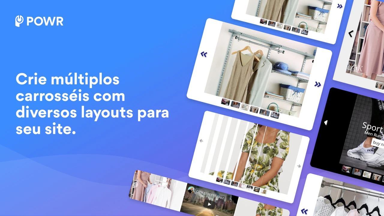 Crie múltiplos carrosséis com diversos layouts para seu site.