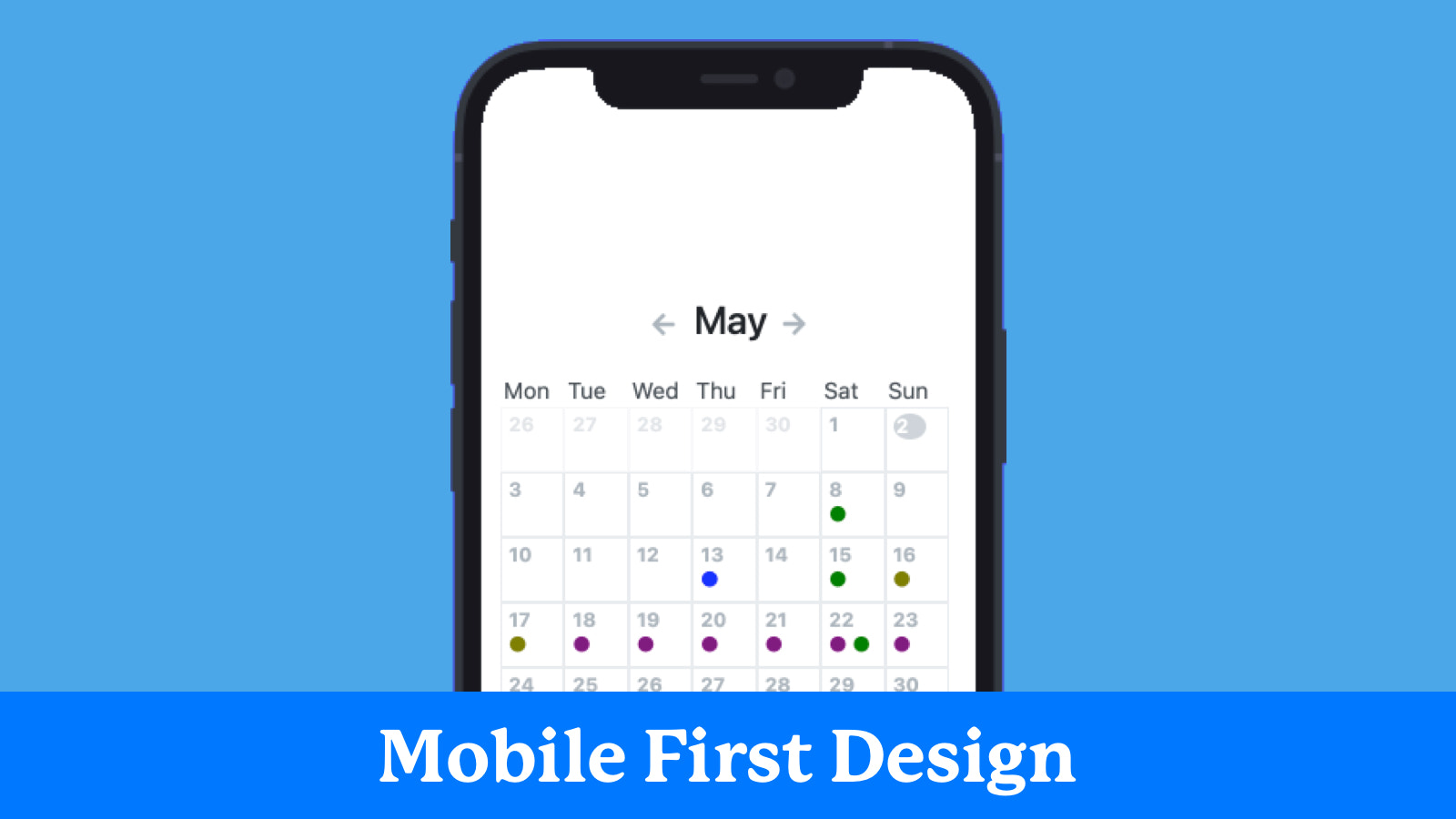 Design de calendário voltado para dispositivos móveis