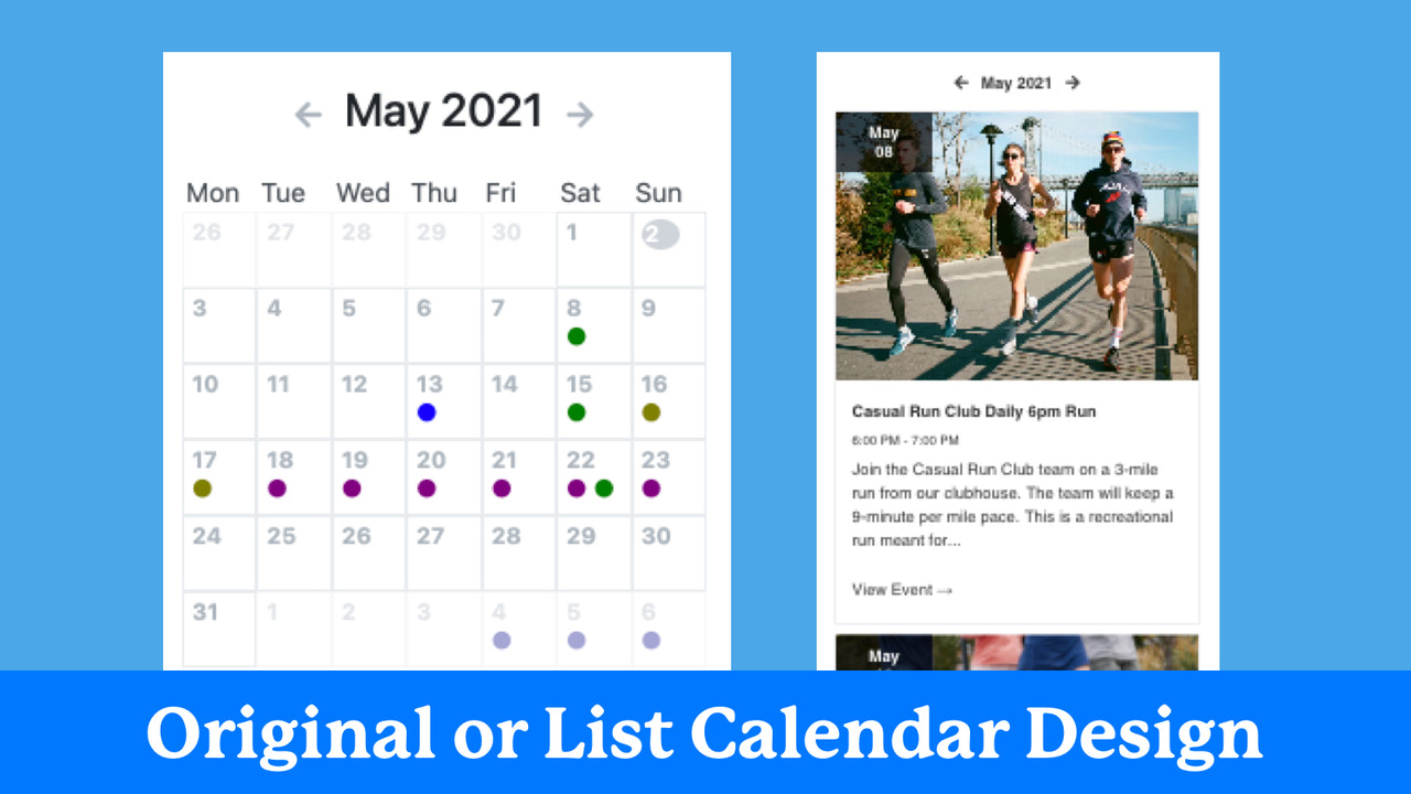 Opciones de diseño de calendario original o de lista