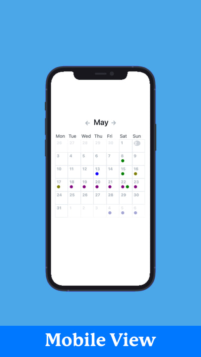 Calendario vista móvil