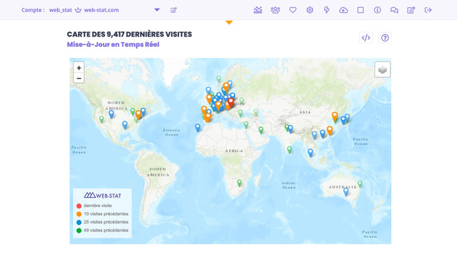 Visualisez vos visites sur diverses cartes.