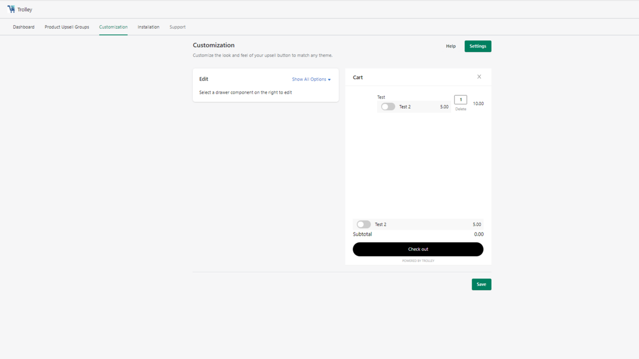 Trolley customization page