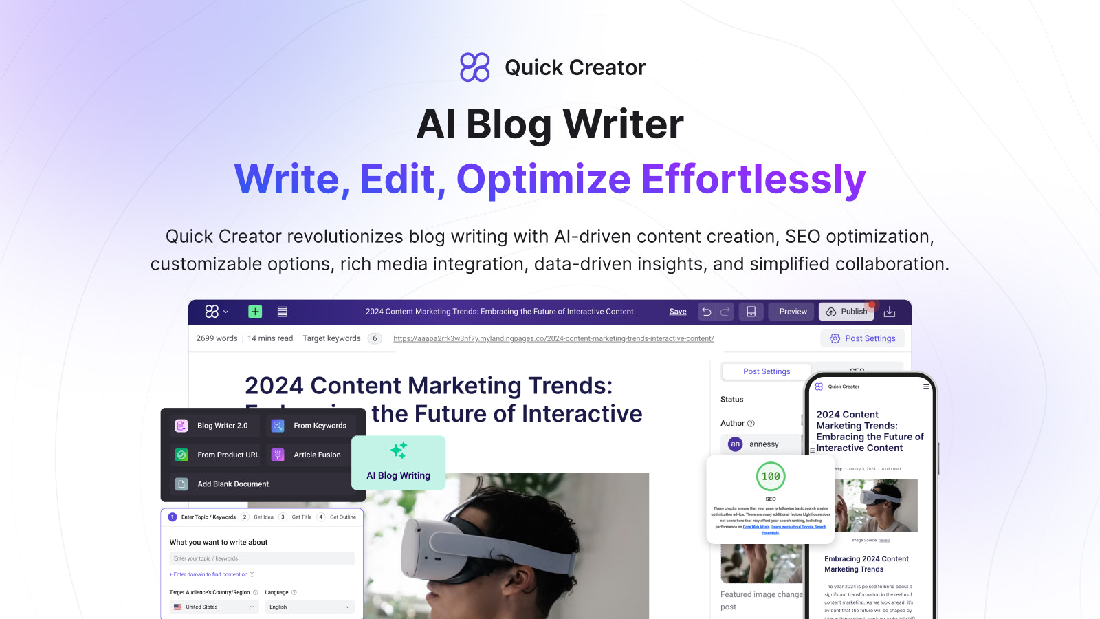 QuickCreator - Escritor de Blogs AI