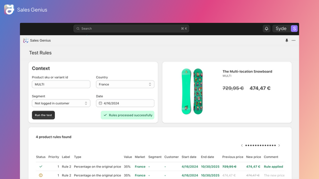 Vista previa de prueba de conjuntos de reglas