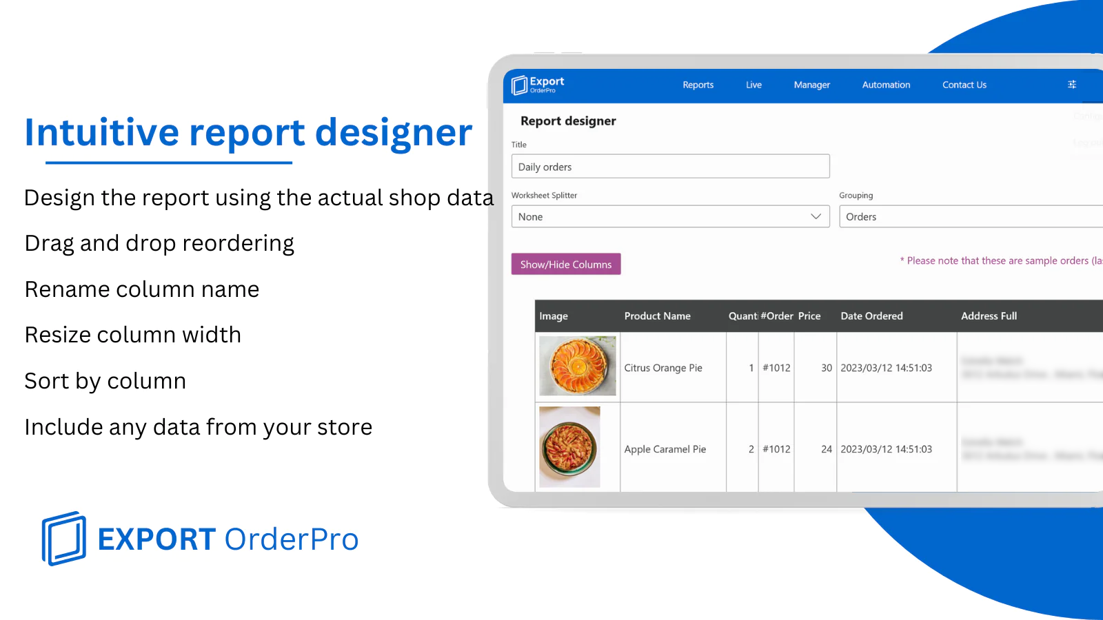 EXPORT OrderPro: Order reports Screenshot