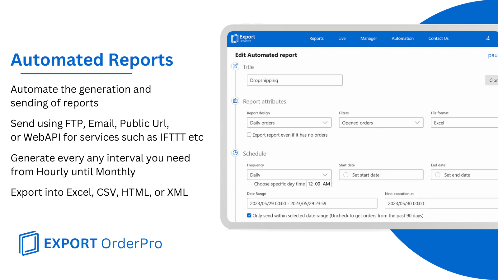 EXPORT OrderPro: Order reports Screenshot