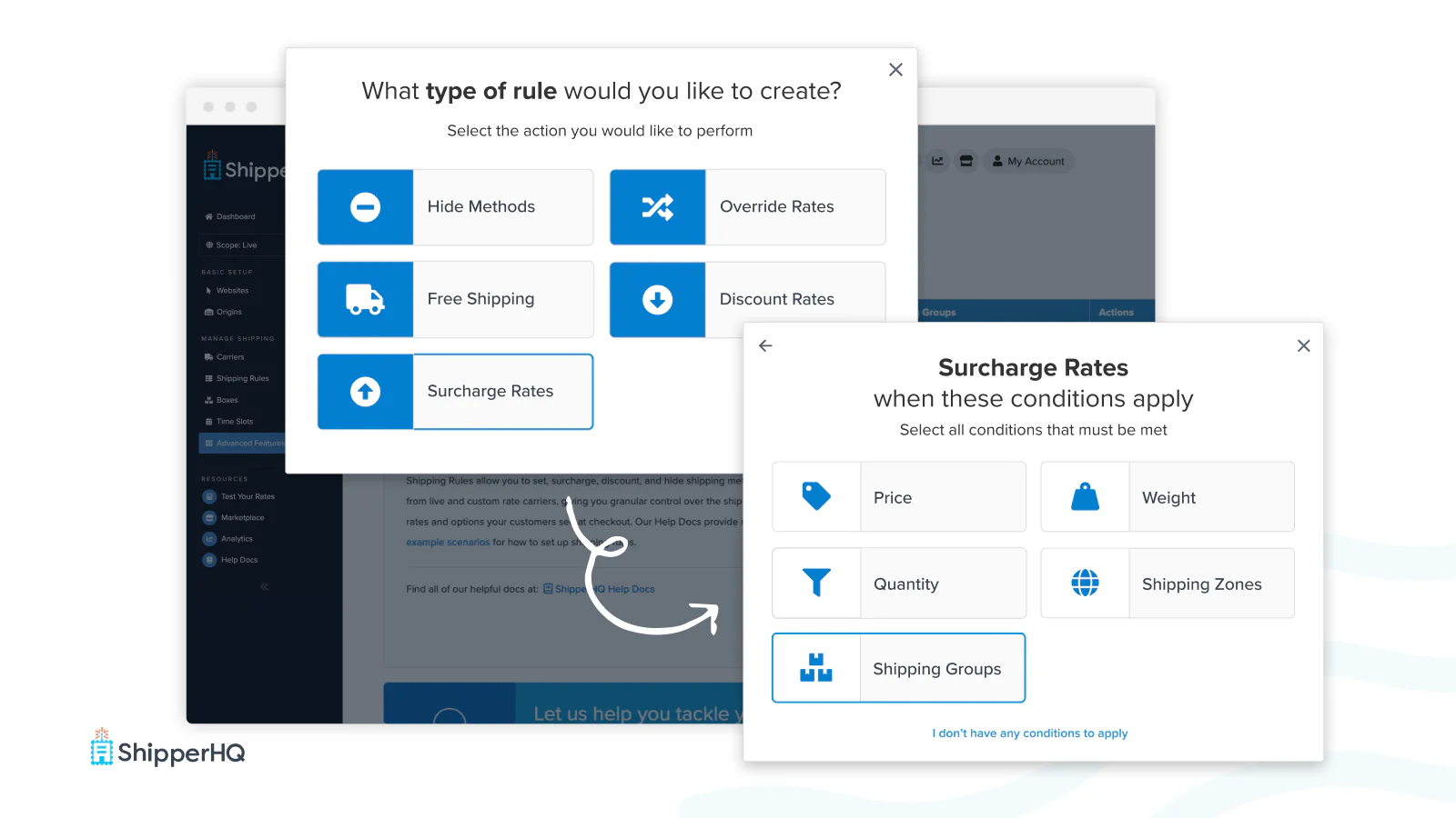 Configuración de Reglas de Envío en ShipperHQ