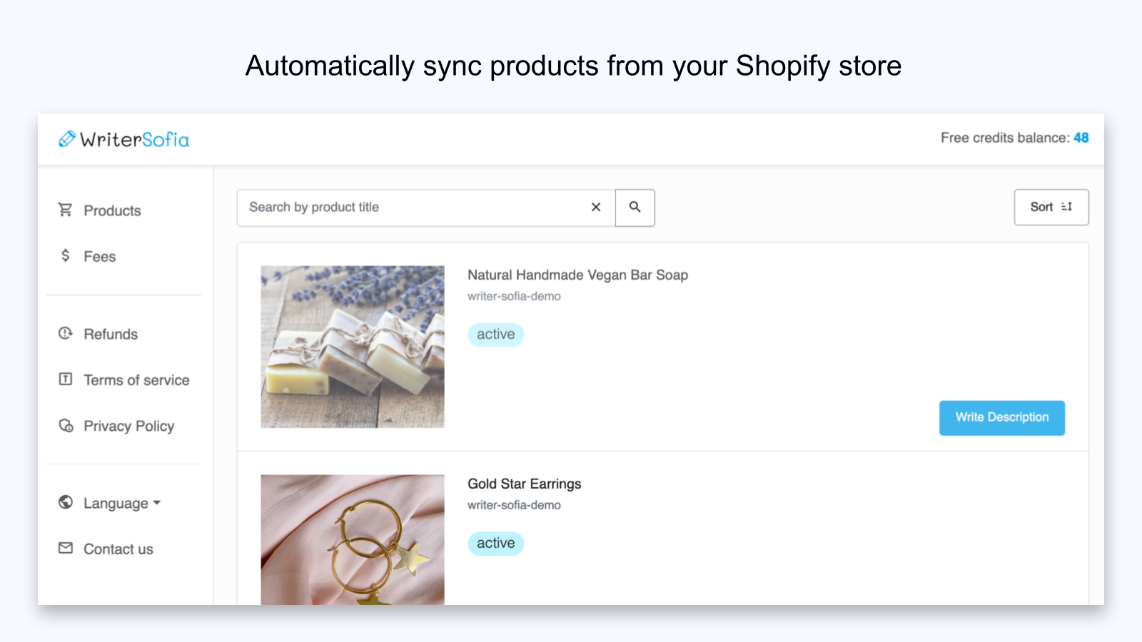 Sincronização automática de produtos da loja Shopify