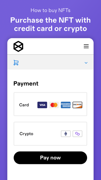 Koop de NFT met creditcard of crypto