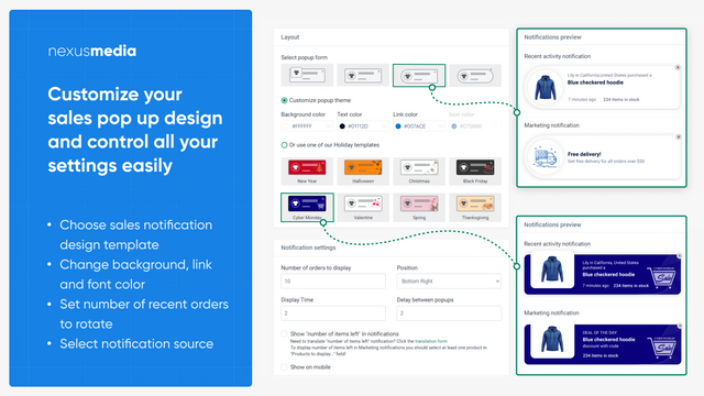 Personaliza tu diseño de ventana emergente de ventas de Shopify y controla la configuración 