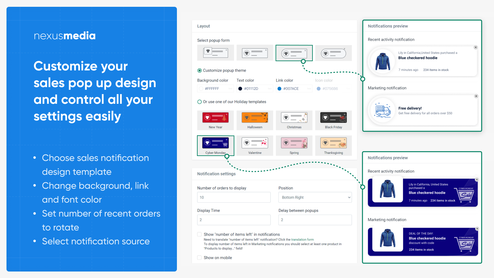 Personalize o design do seu pop-up de vendas do Shopify e controle as configurações 