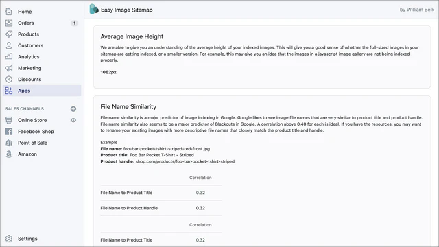 Captura de tela do Sitemap de Imagem para Shopify