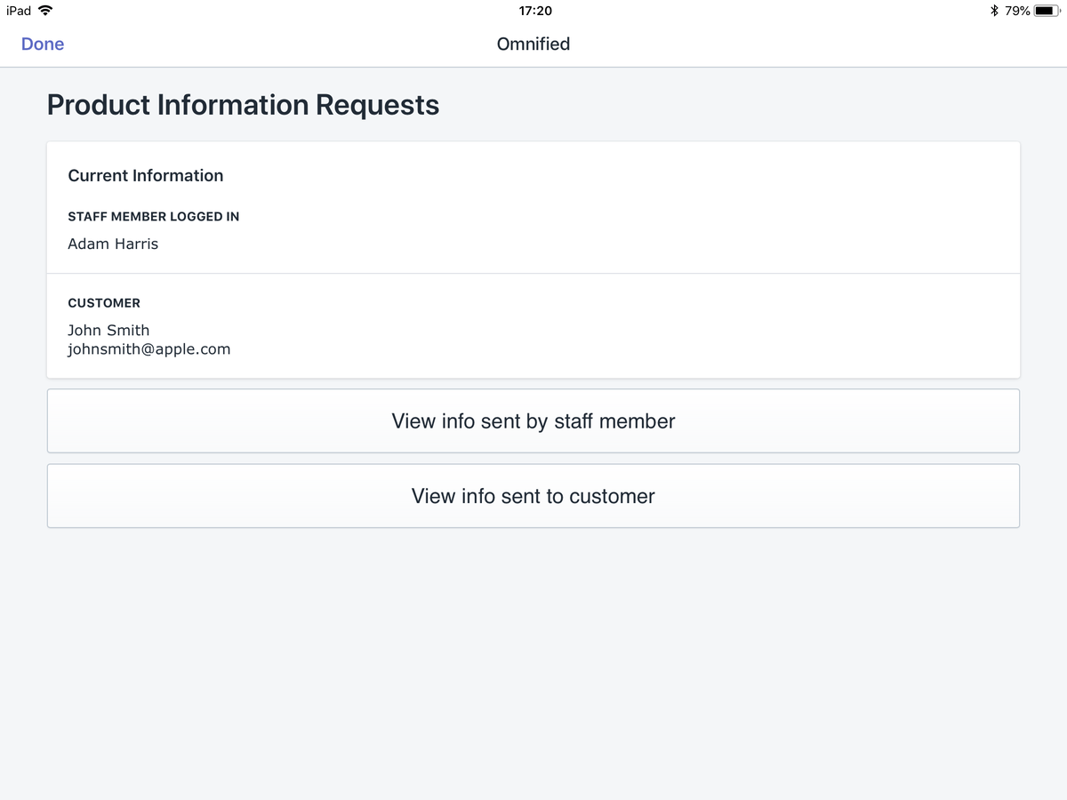 View product info sent by staff member or to customer