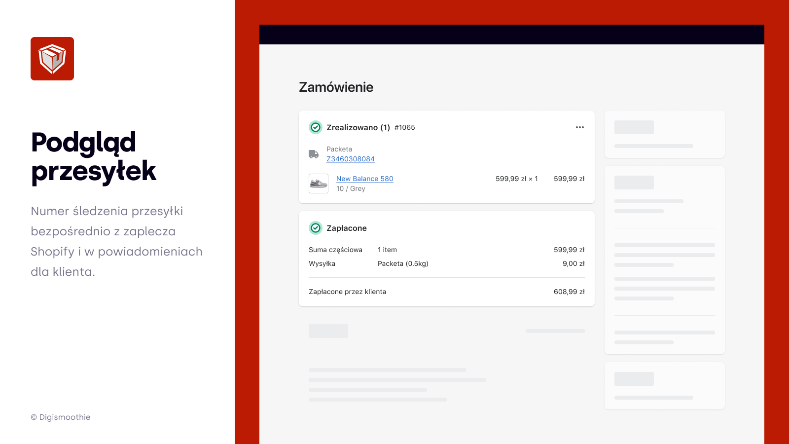 Packeta Podgląd przesyłek - Shopify Digismoothie