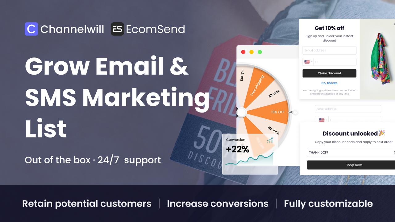 EcomSend Pop Ups, Email Popups Screenshot