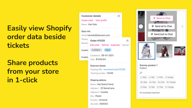 Acesse dados do Shopify ao lado do ticket