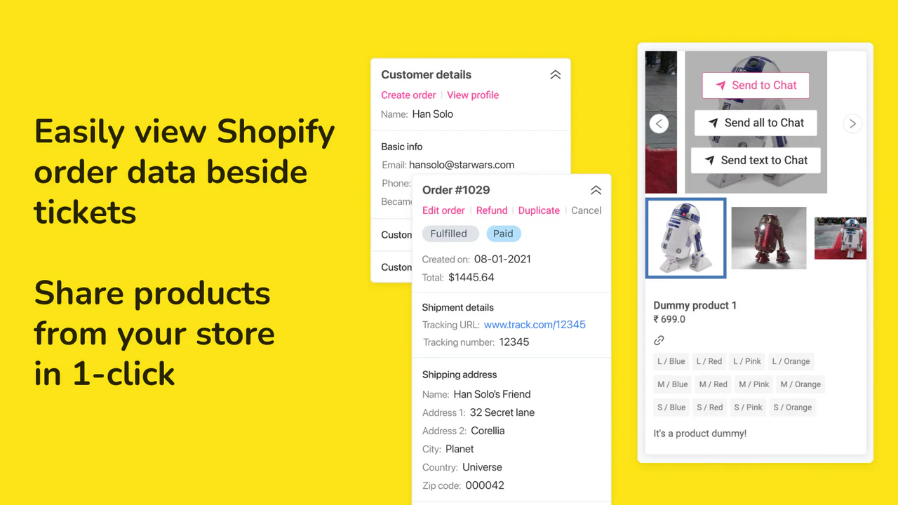 Accédez aux données Shopify à côté du ticket