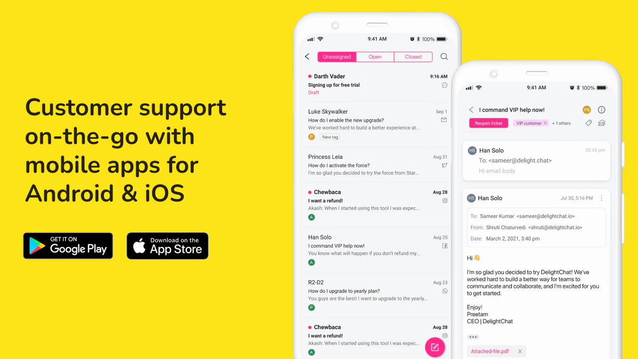 mobila appar för kundsupport på språng