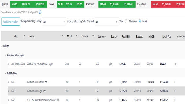 Aangepaste prijsstelling per product op basis van metaal spotprijs