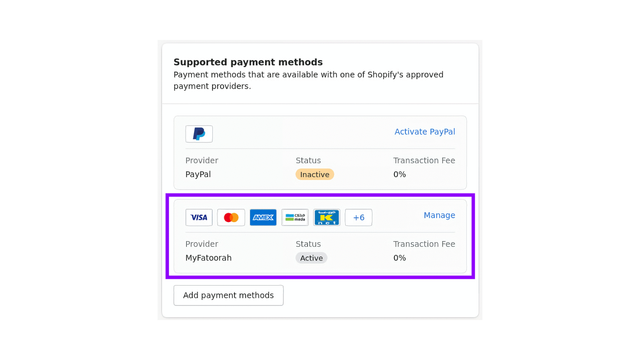 Section de paiement