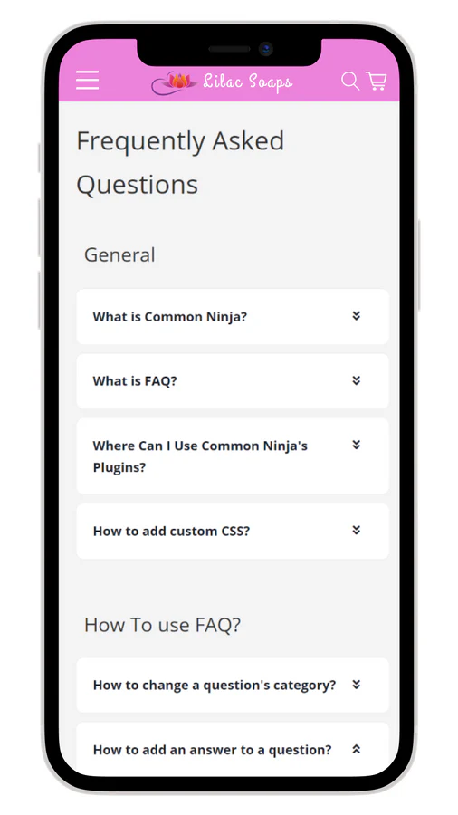 FAQ sur appareil mobile