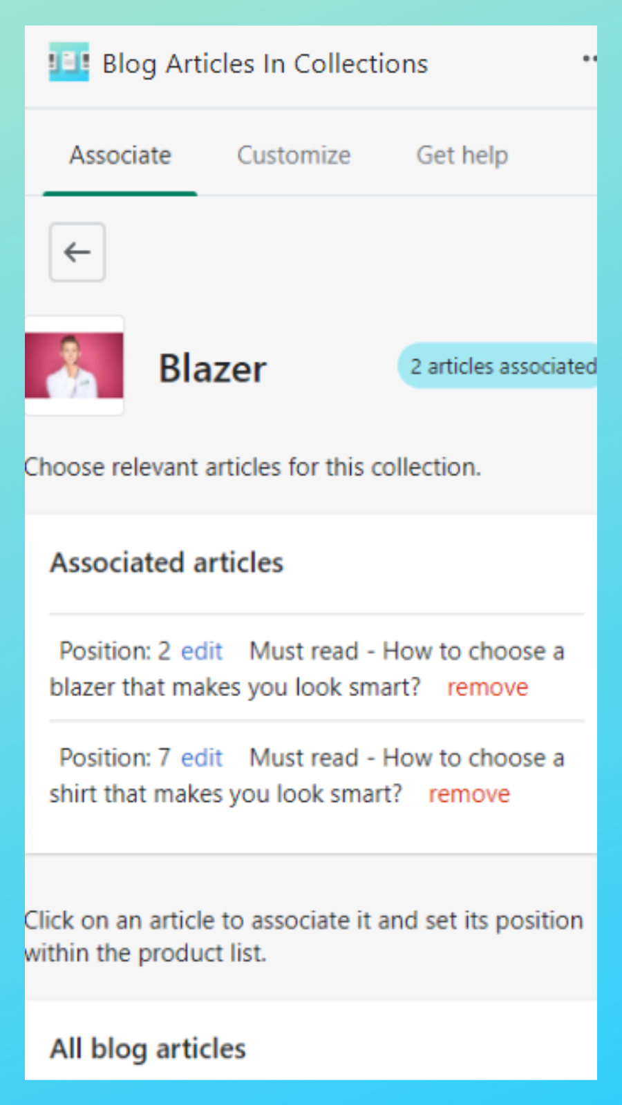 Blog Articles in Collections Screenshot