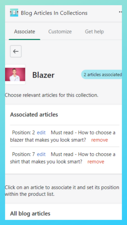 Paramétrez Blog articles in collections via votre mobile