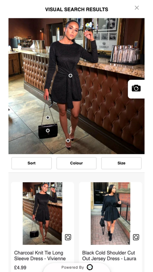 Visual Search resultatside