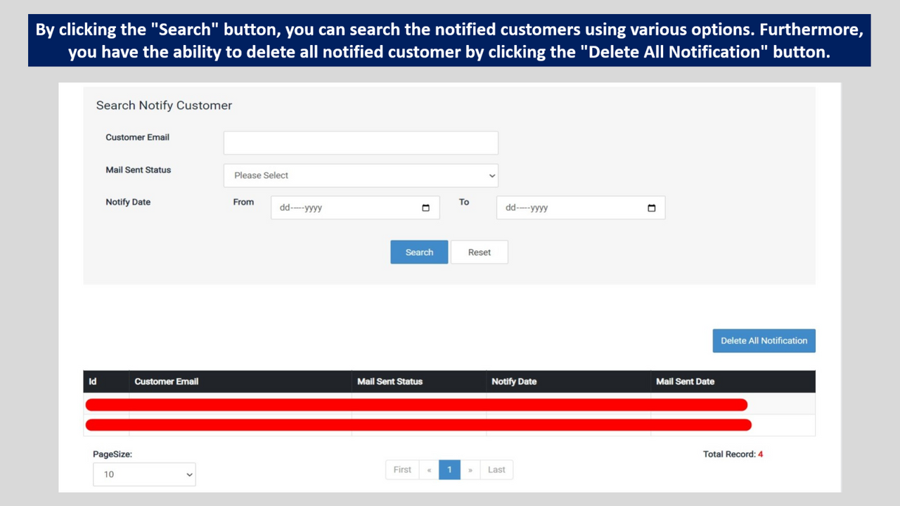 Manage Notified Customers